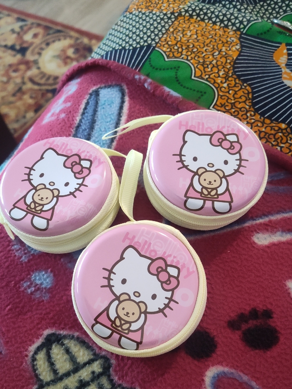Hello Kitty Pink Round Zip Coin Pouches Set of 3